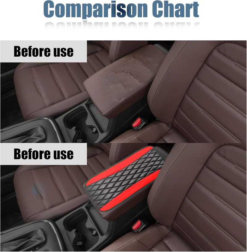 Vrasly Car Center Console Cover, Universal Leather Waterproof Armrest Seat Box Cover Protector, Comfortable Car Decor Accessories Fit for Most Cars, Vehicles, SUVs-Red - Image 5